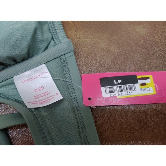 Junior's Smocked Bralette Bikini Top - Xhilaration Sage Green Size D/DD - Picture 4 of 5